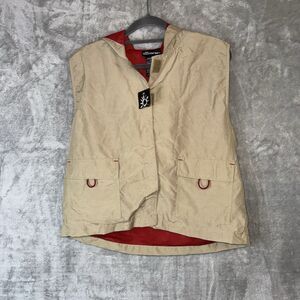 Vintage No Boundaries Y2K Cargo Utility Vest Sz L Hood Gorpcore Streetwear Flaw